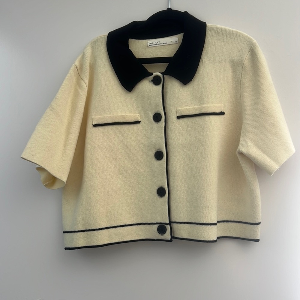 Oak and Fort Colorblock cropped sweater